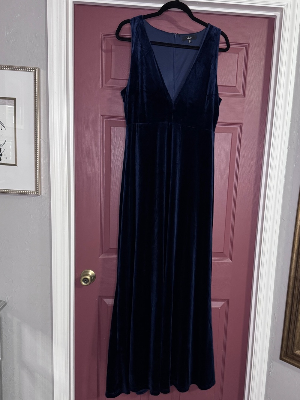 Lulu's Deep Navy Velvet Maxi Dress